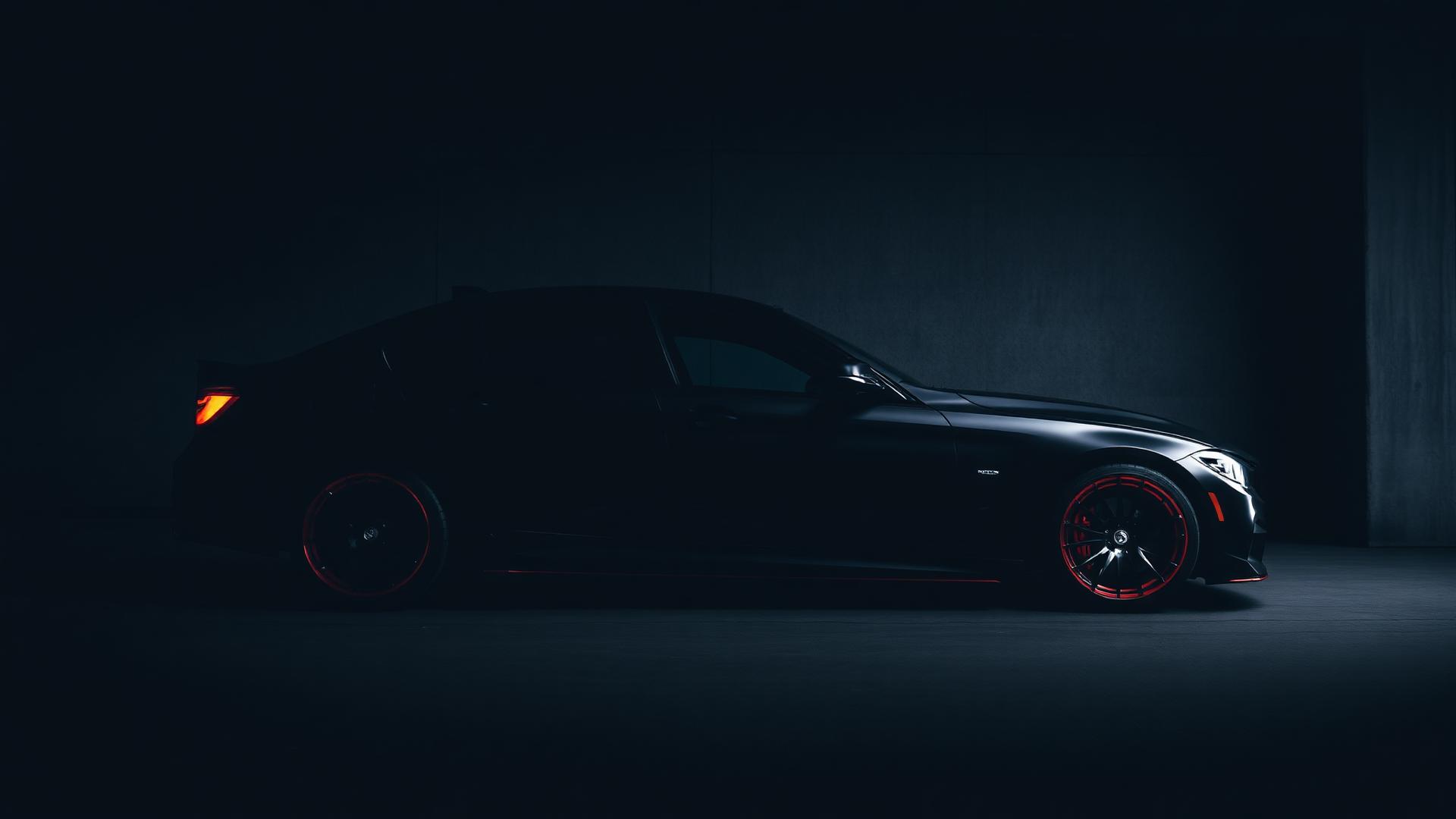 Auto premium in un garage con illuminazione soffusa